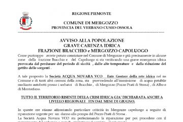 Avviso emergenza idrica